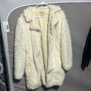 Fur trench coat. Size large.